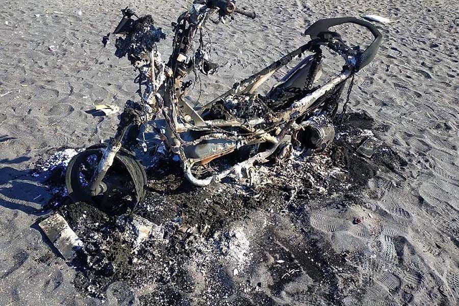 burnt motorbike