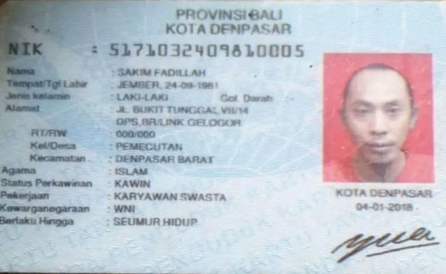 Suspect Sakim Fadillah