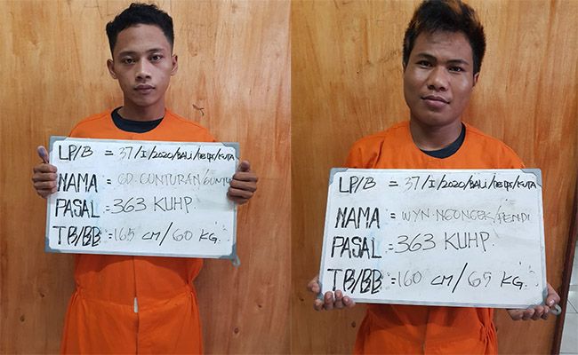 two young men arrested bars after phone snatchings in kuta