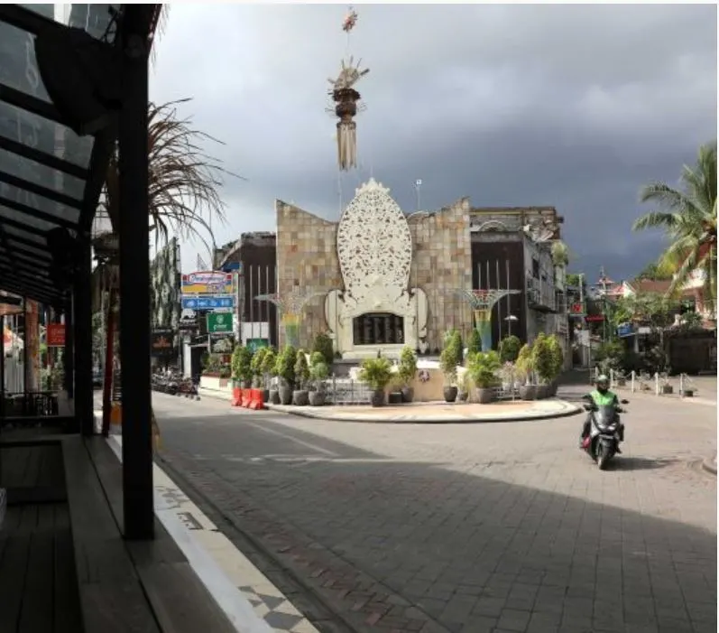 Empty Legian street in bali