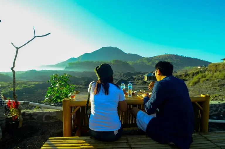 sleep in bamboo huts at mount batur