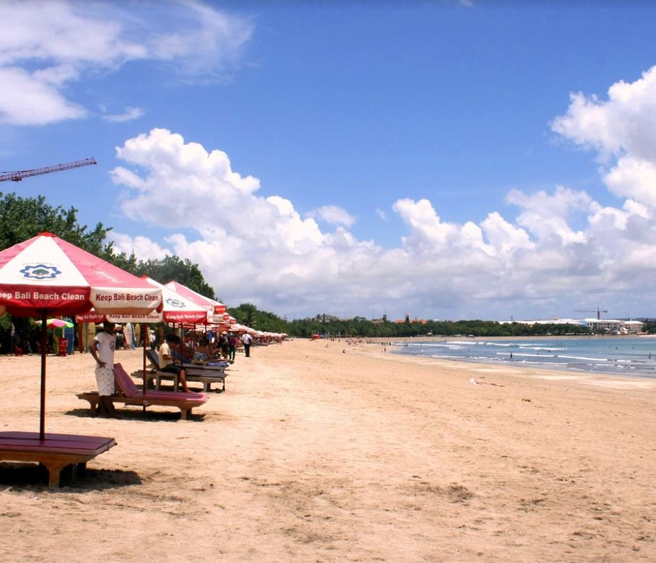 Beach chairs on bali beach