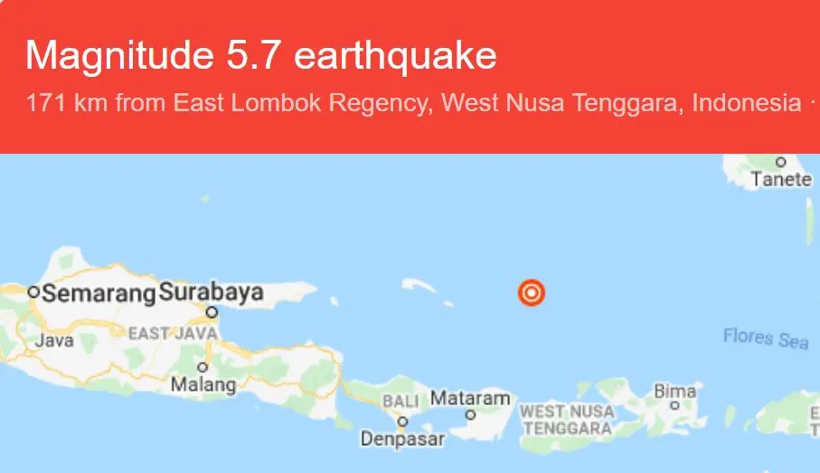 Powerful 5.7 Earthquake Near Lombok Shakes Bali