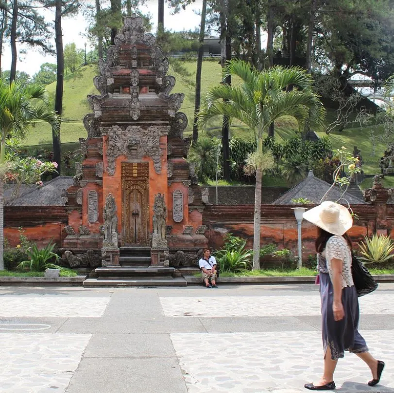 Tourist At Bali Temple