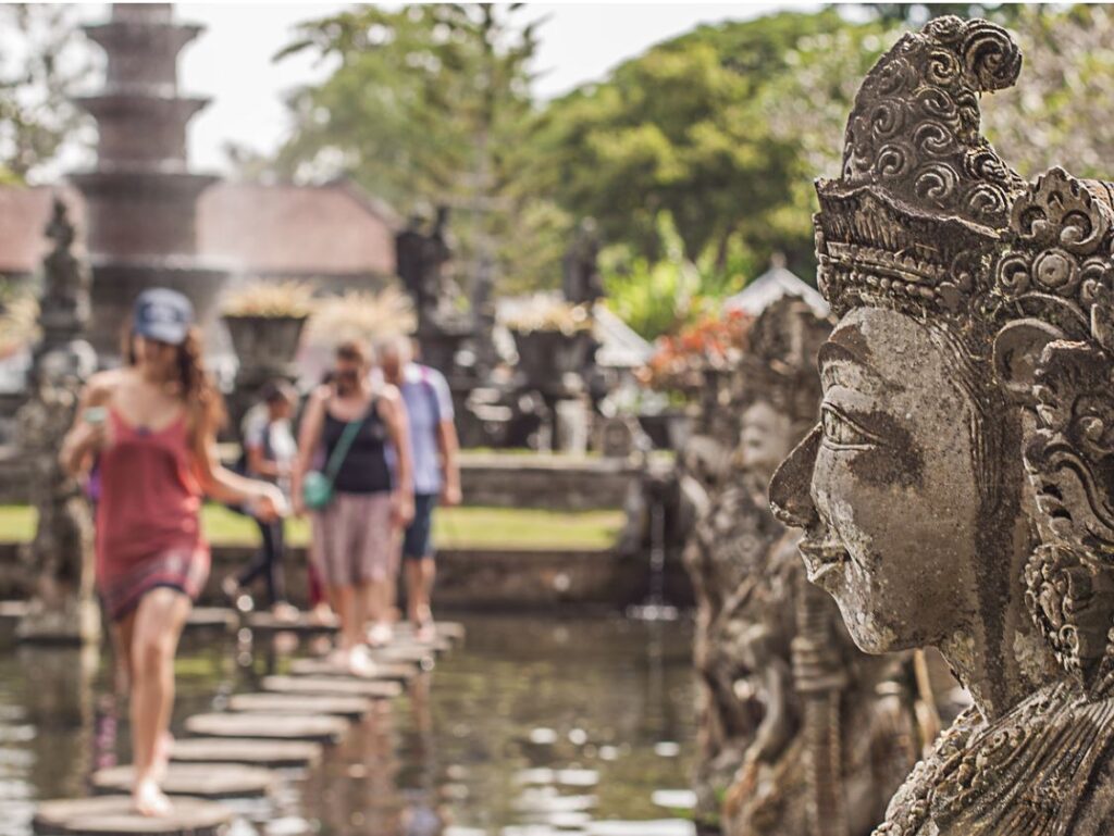 Tourists at Bali attraction