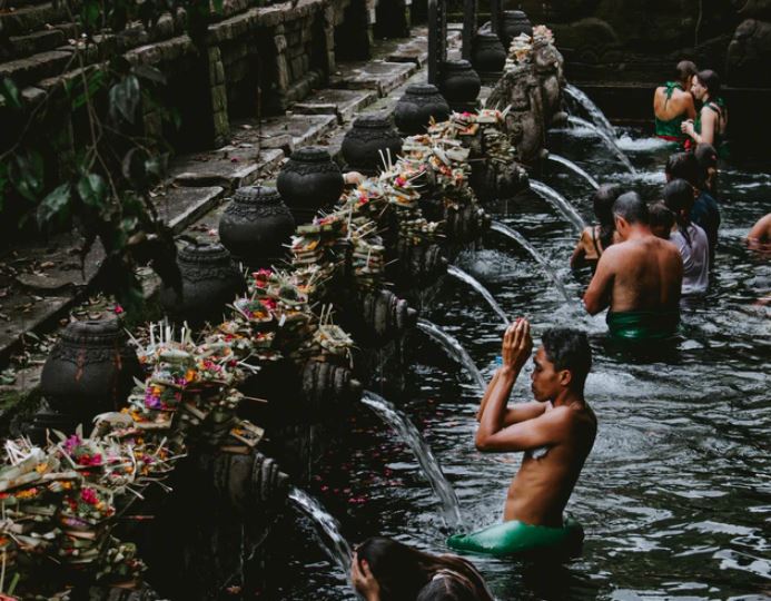 bali local in shrine bath