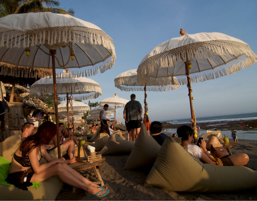 Tourists on beach in bali (1)