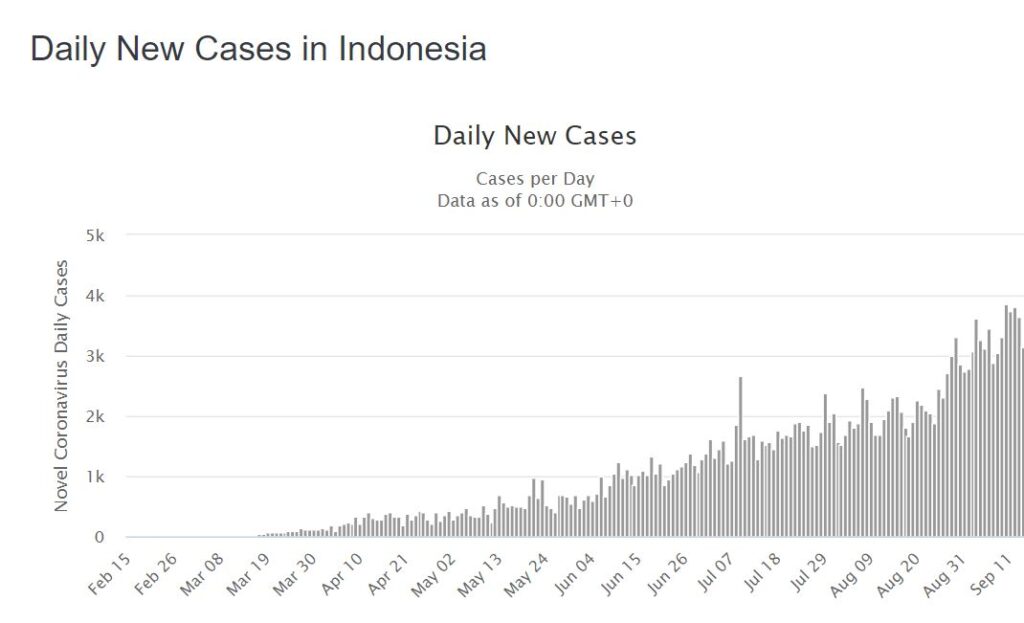 Daily COVID-19 cases Indonesia (Image - Worldometers)