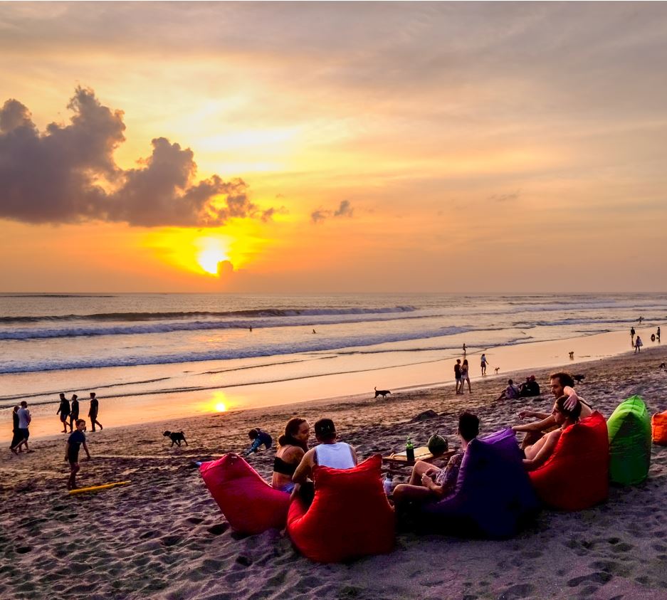 Bali beach tourists