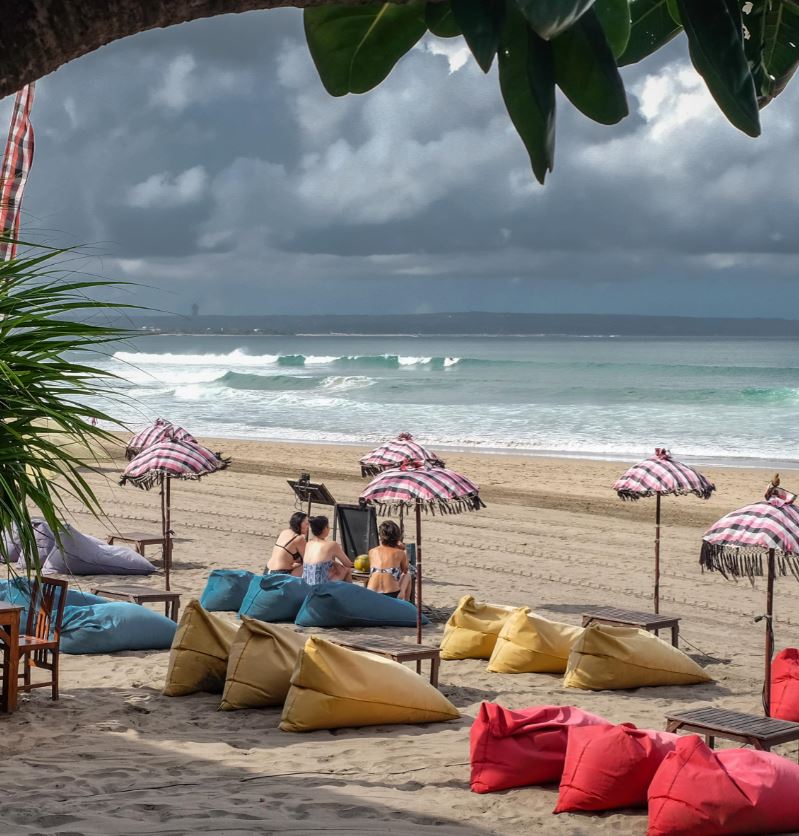 Bali tourists on beach