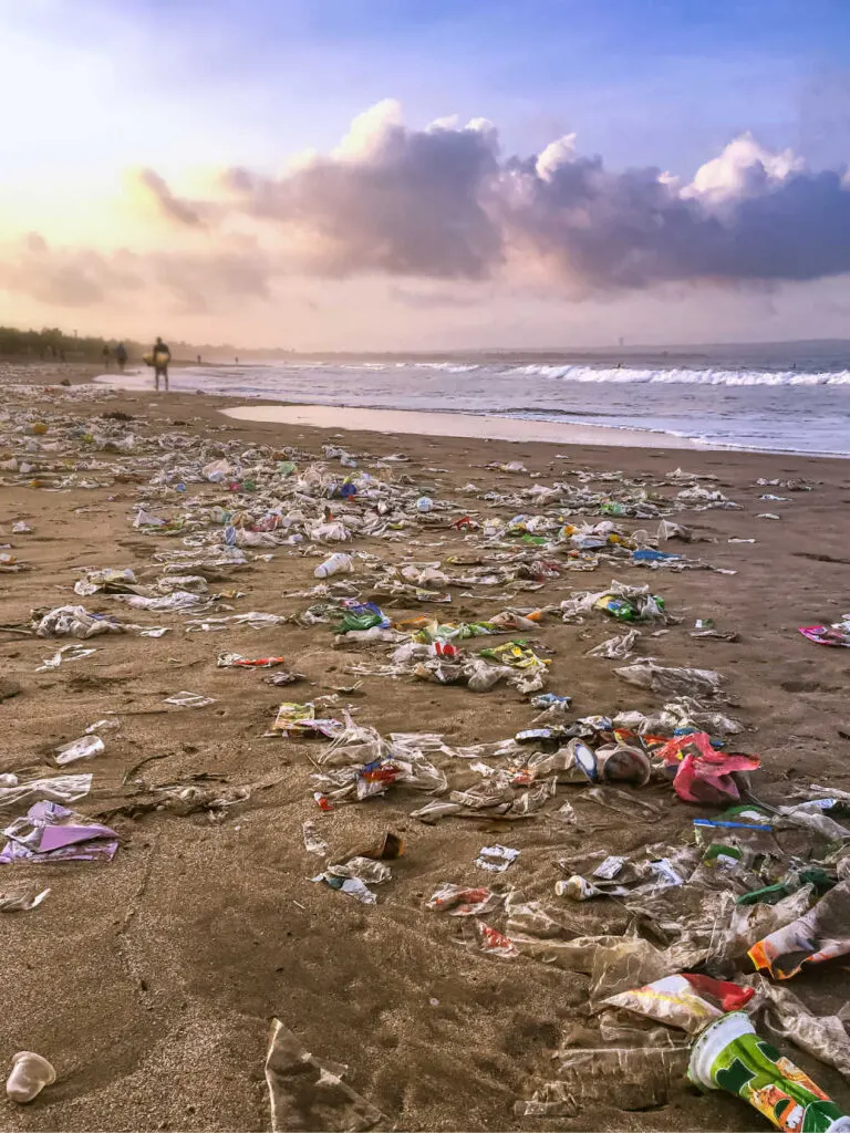 bali garbage on beach