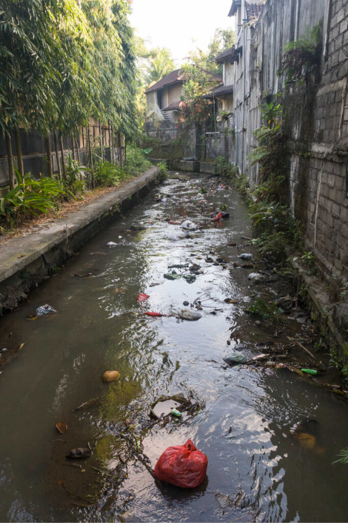 polluted river ubud