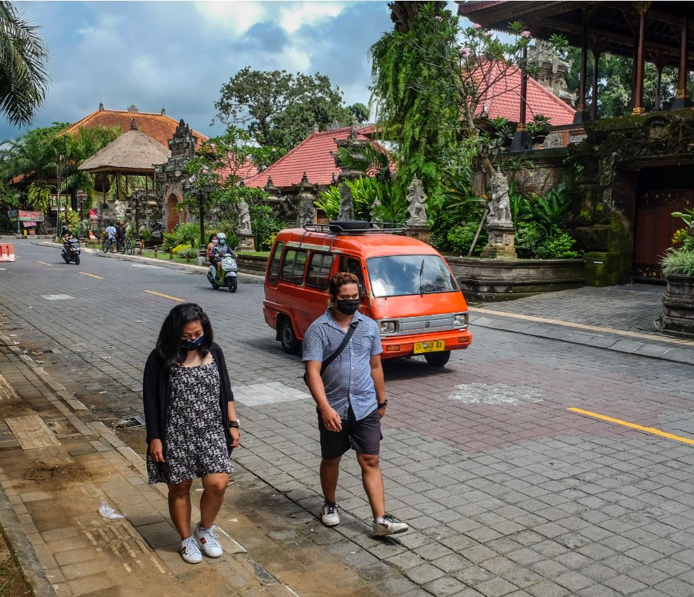 bali locals in masks