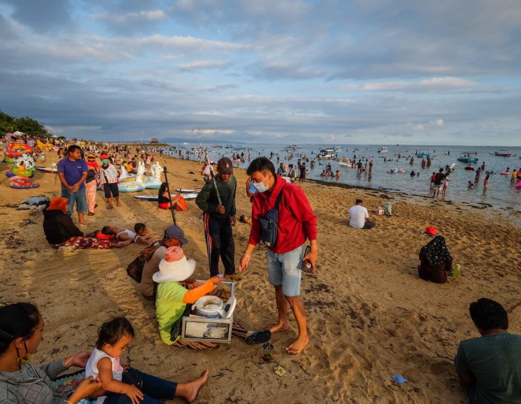 bali resident on beach mask