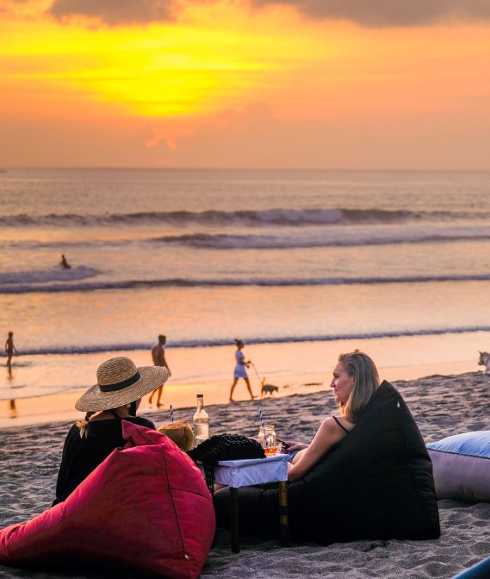 bali tourists on beach