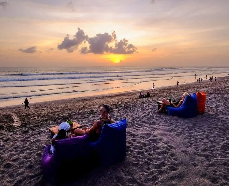 tourists at beach in Bali