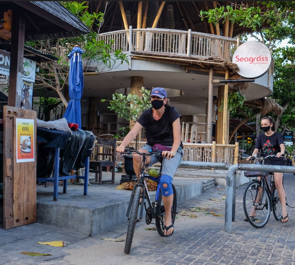 tourists on bikes