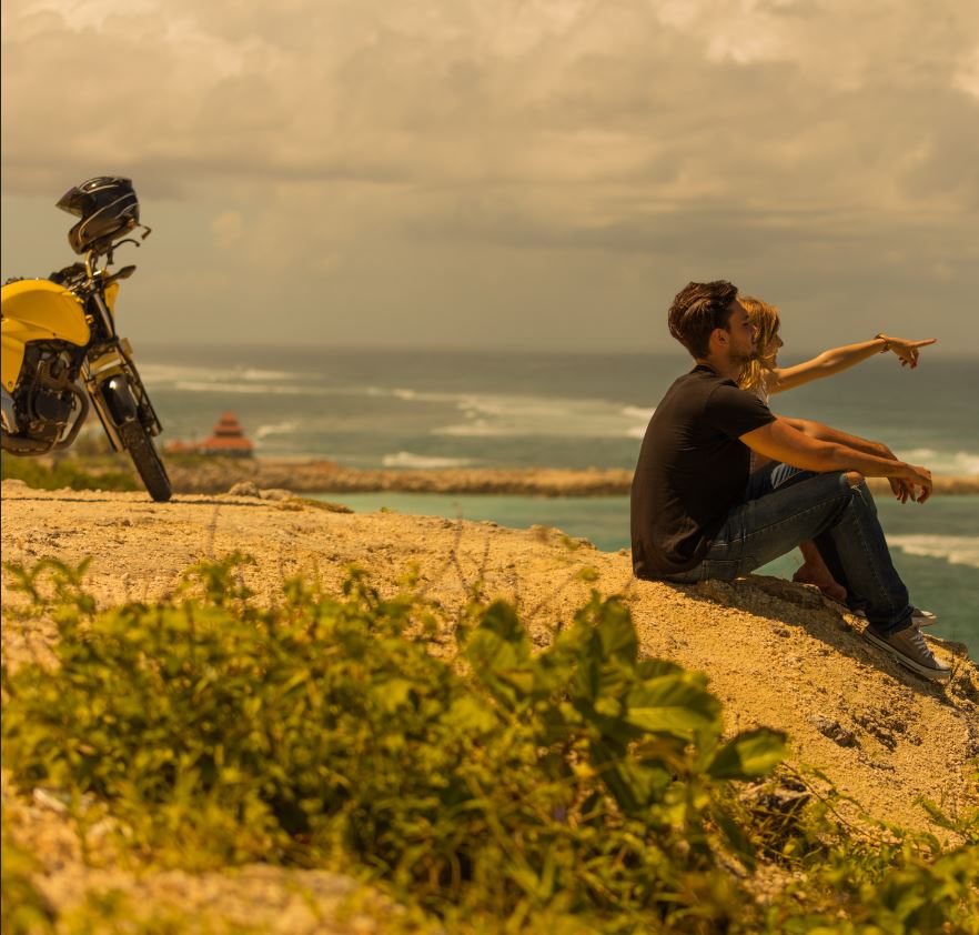 couple with motorbike