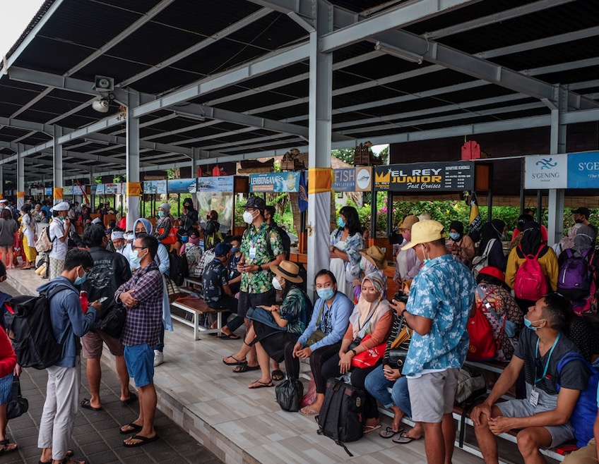 crowded domestic arrivals Bali airport