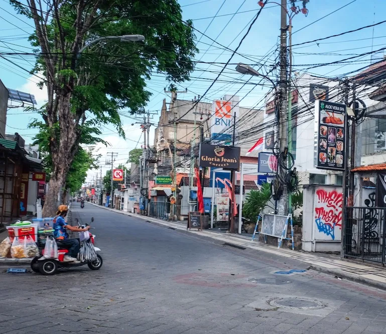 empty tourist street in Bali