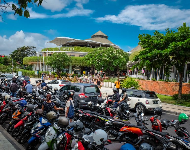 parked motorbikes in Bali