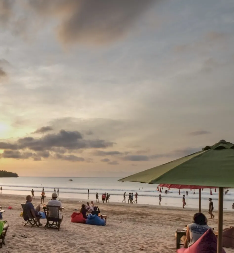 Bali beach tourists