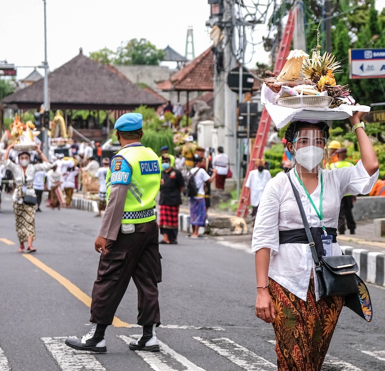 Bali locals police masks