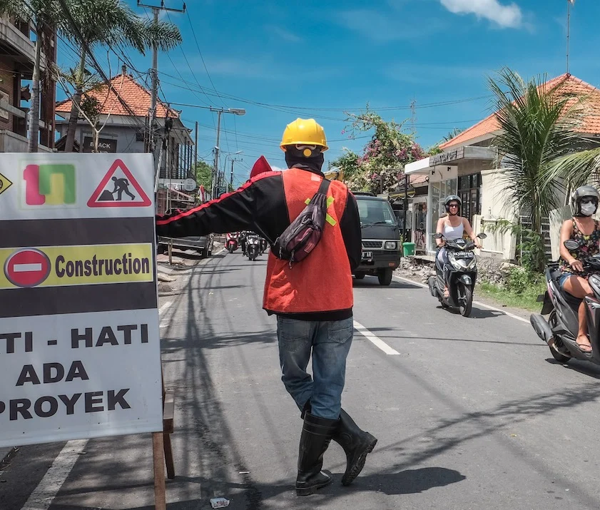construction on Bali road