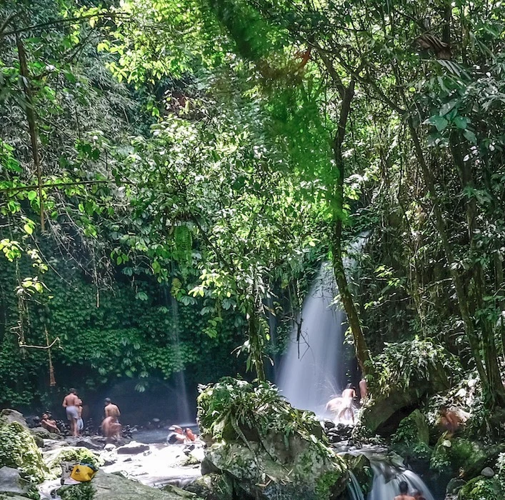 waterfall at lake in Bali