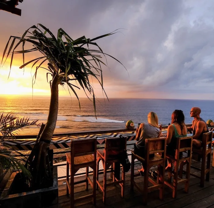 international tourists Bali sunset