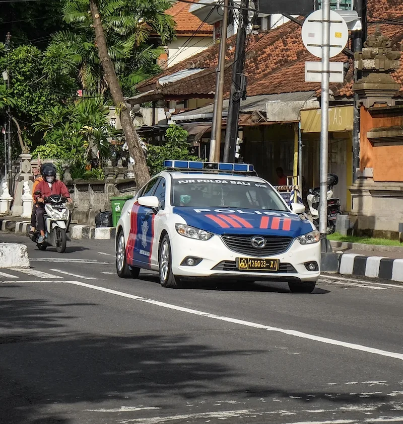 police car on road