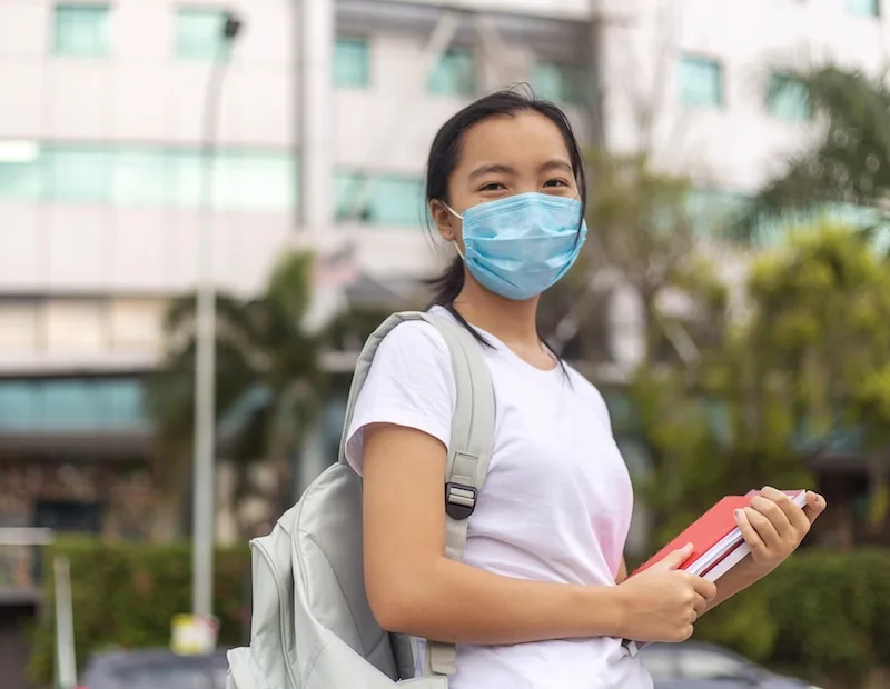 in-person learning school student mask