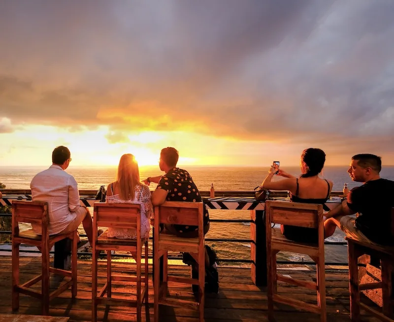 international tourists Bali sunset
