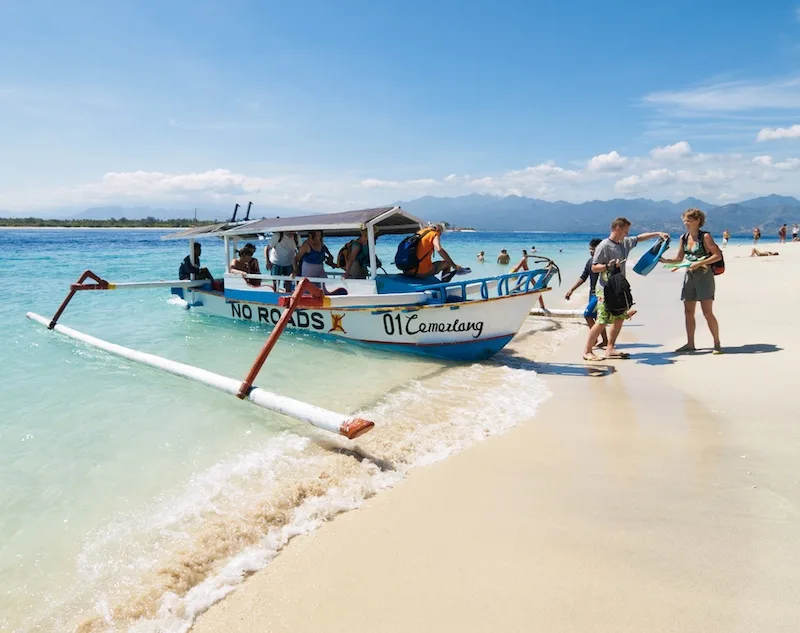 tourists at Gili Trawangan Island, Indonesia