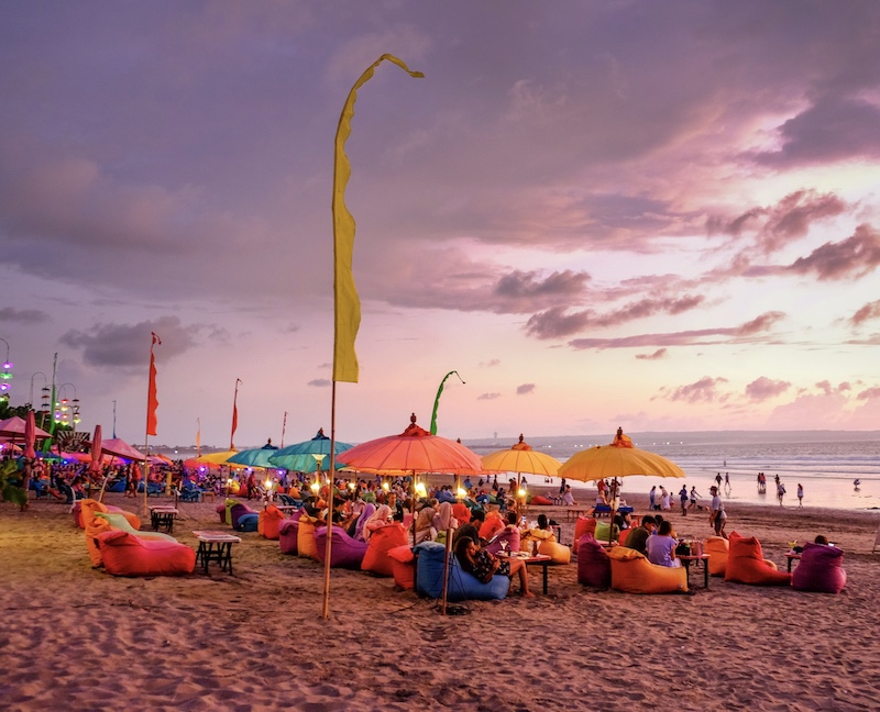 tourists at beach