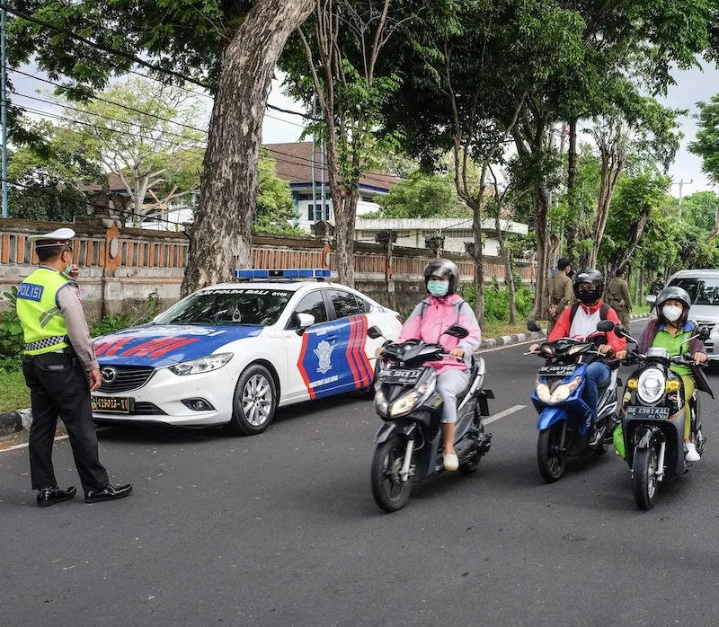 Bali traffic police motorbikes