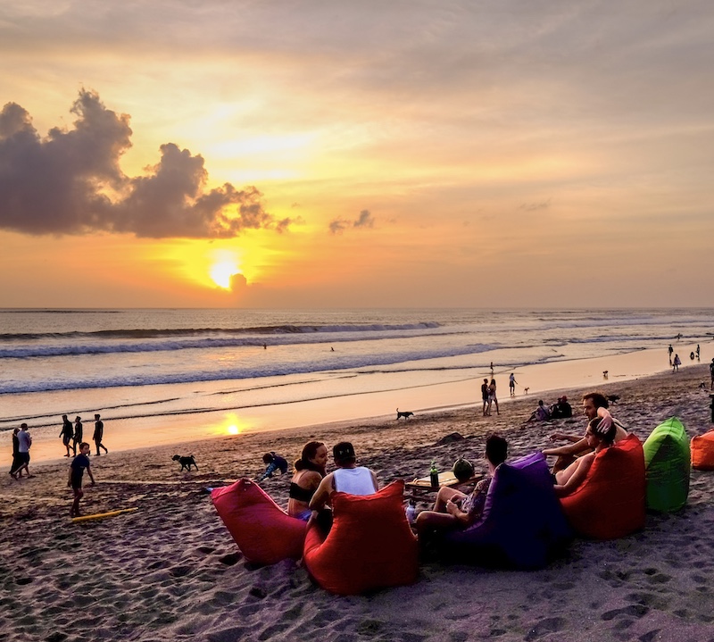 tourists at beach