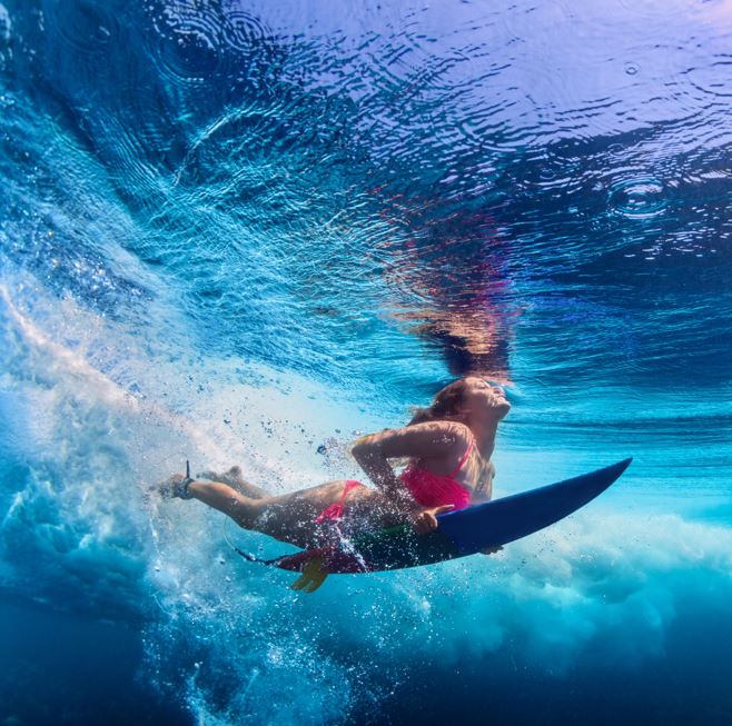 surfer under water
