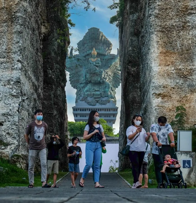 Bali people in masks tourist atrraction