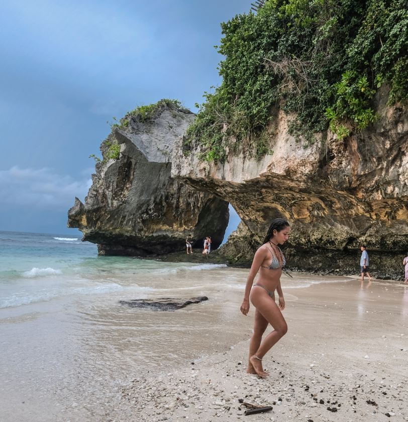 Bali tourist on Beach in swimsuit