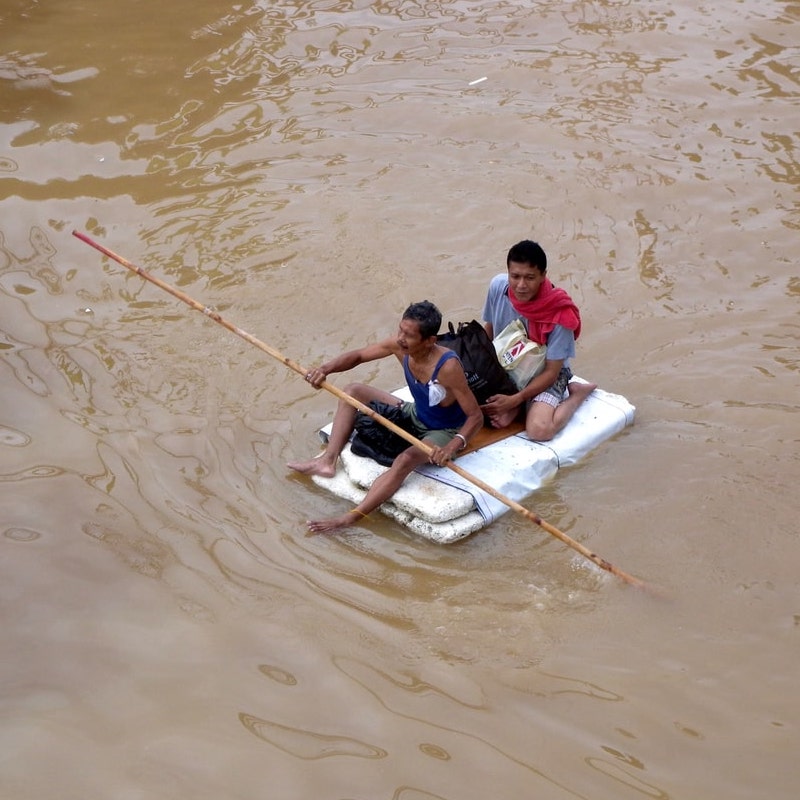 Crossing flood in indonesia