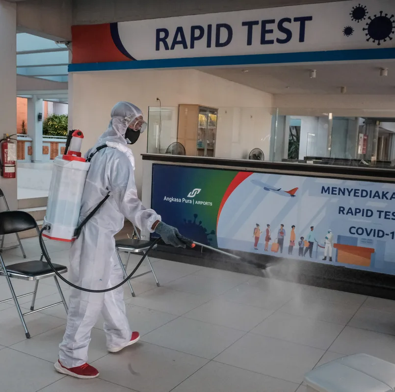 Disinfecting Bali Airport