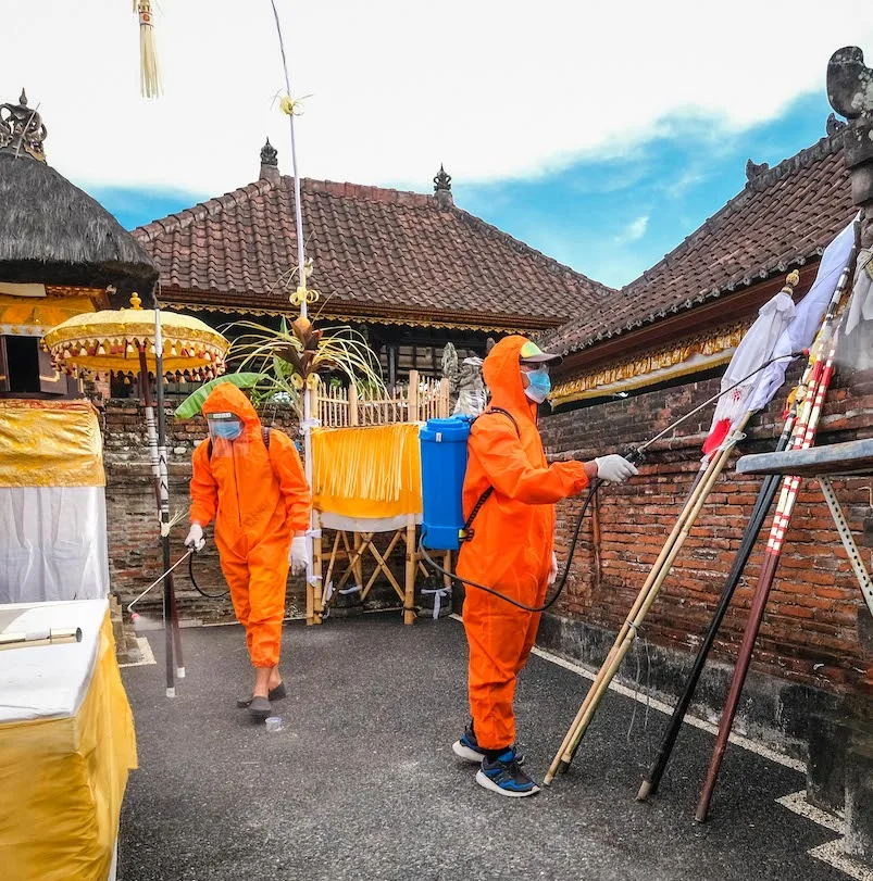 Disinfecting Bali Tourist Sights