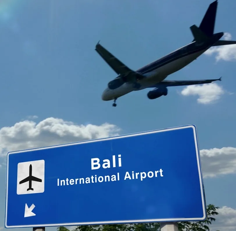 Plane arriving bali airport