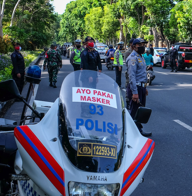 Police along road in Bali
