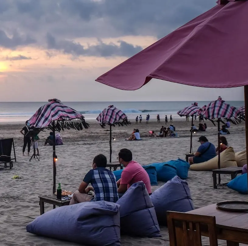 Bali tourists by the beach