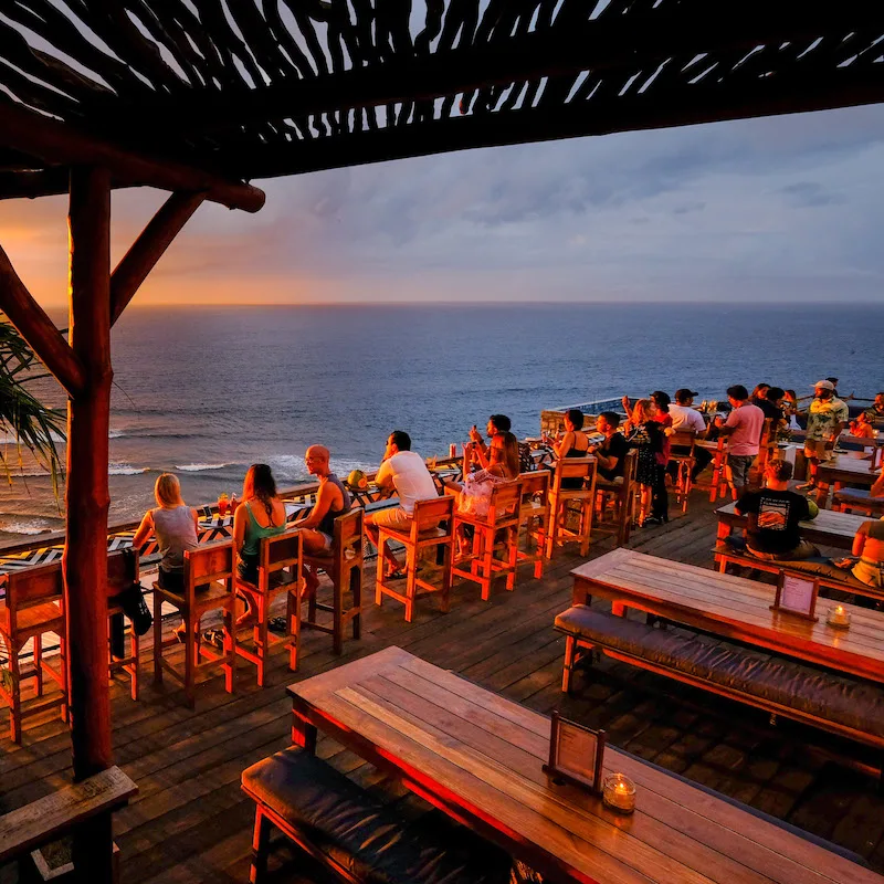 Tourists in Bali during sunset