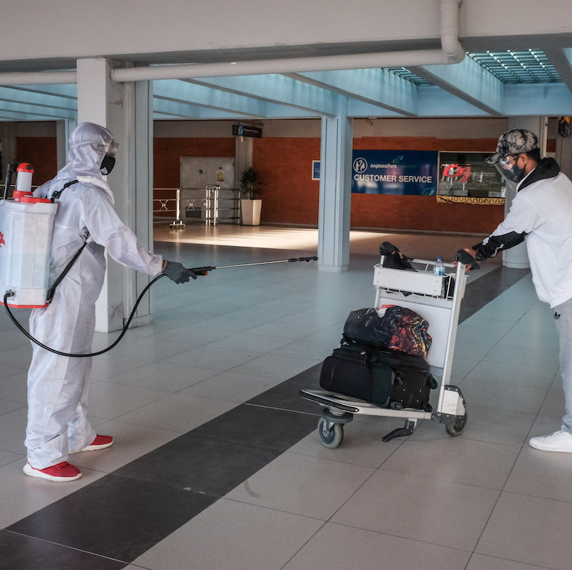 bali airport disinfect