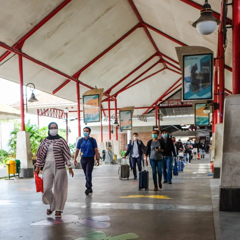 Bali tourists arriving in airport