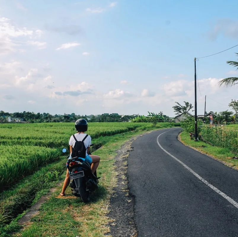 motorbike beside road